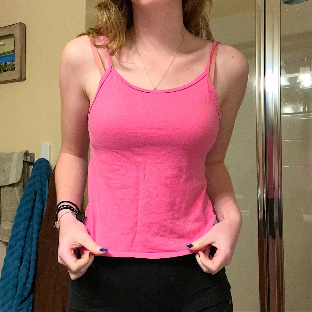 GIRLS PINK RIBBED TANK